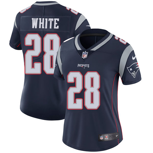 Nike Patriots #28 James White Navy Blue Team Color Women's Stitched NFL Vapor Untouchable Limited Jersey